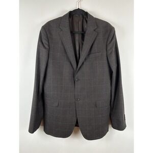 Jack Spade Windowpane‎ Plaid Wool Blazer 42L Men's Sport Coat Brown Gray Blue
